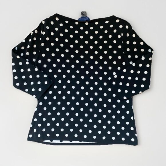 J. MCLAUGHLIN Silk Polka Dot Sweater Women’s Large Black White Knit Preppy Y2K - Picture 5 of 9